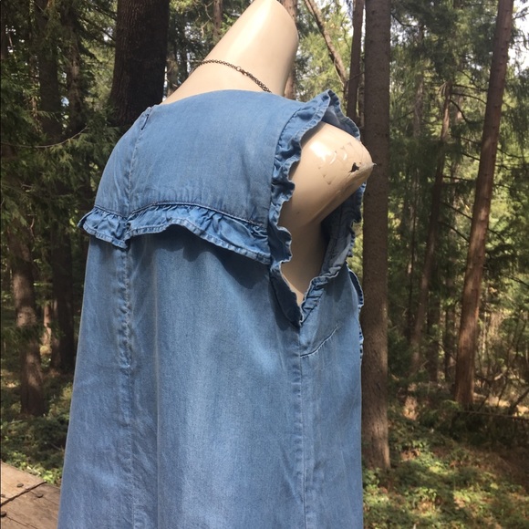 Zara Dresses Zara Woman Premium Collection Ruffle Trim Tensel Denim